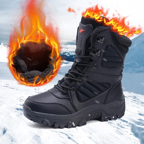 Hombres Botas Militares de Cuero Zapatos de Combate de Parte Superior Alta Aire Libre Montaña Nieve Tenis - Imagen 36 de 36
