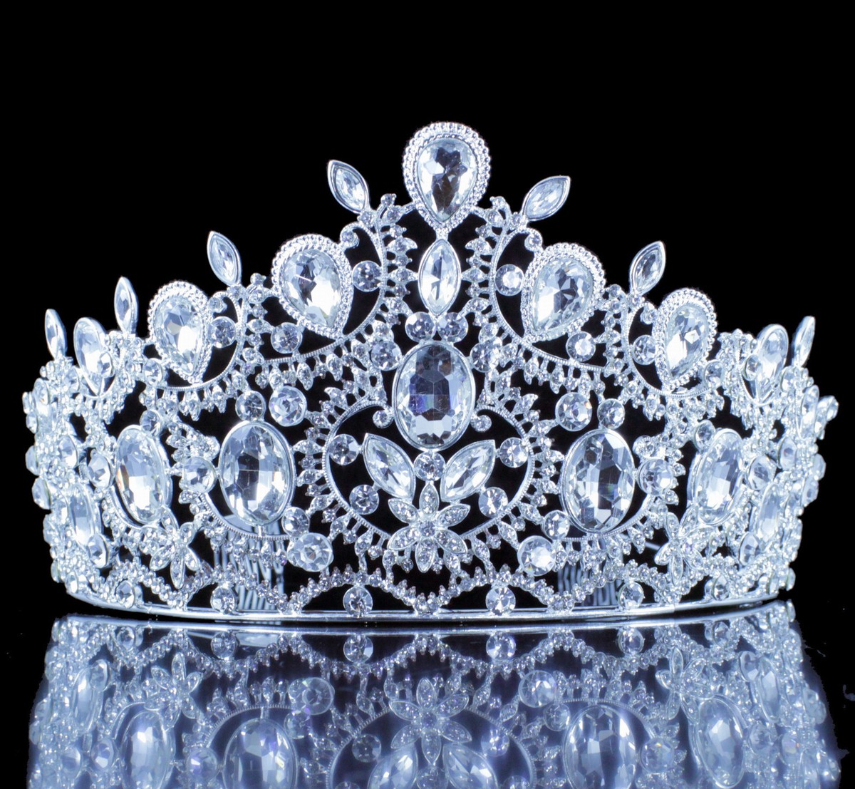 12 Crystal Tiaras Crowns with Combs Rhinestone Party Hair Accessories S7d1d1ccea1db4d5182521c586f73e  main image 2