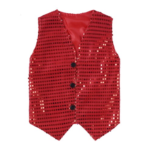Kids Sequins Hip Hop Jazz Dancewear Button Jacket Stage Performance Costume - Picture 21 of 95