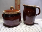 HULL Pottery Brown Drip Creamer and Sugar Bowl Set VGUC