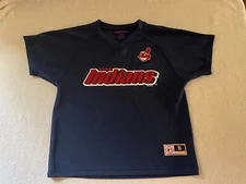 Cleveland Indians Youth MightyMac Sports Chief Wahoo V Neck Pullover S 8/10