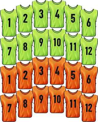 Yahenda 24 Pcs Soccer Scrimmage Practice Vests Reversible Numbered Soccer Team P