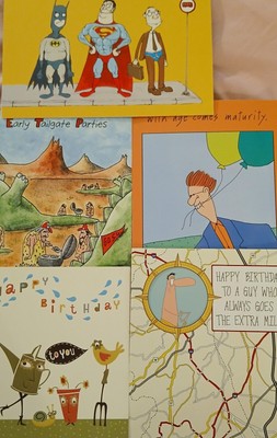 Lot of 5 Cartoon Birthday Greeting Cards w/ Envelopes