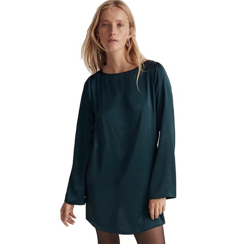 chinese dress ladies Madewell Women's Poplin Puff-Sleeve Mini Dress, Jet Black, XXS at Amazon  Women's Clothing store