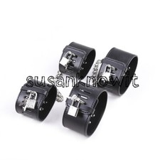 Lockable Lined PU Leather Slaver Wrist Fetter Handcuffs Ankle Metal Chain