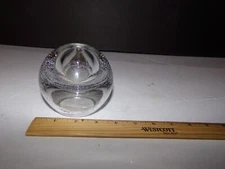 ROUND BALL BUD VASE WITH TINY BUBBLES.