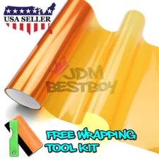 *Extra Wide* Glossy Orange Headlight Taillight Fog Light Sticker Vinyl Tint Film