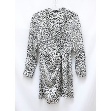 Zara animal print wrap dress mini short white long sleeve party cocktail cheetah