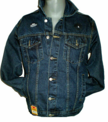 KLASSISCHE DENIM JACKE HERREN WESTERN STYLE TRUCKER JEANS MANTEL 