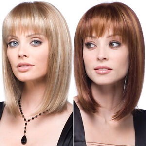 Damen Natural Kurze Glatte Bob Stil Haar Perucken Mit Pony Volle Perucke Wigs De Ebay