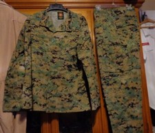 USMC MARPAT Uniform WOODLAND Combat Shirt  Pants in size MEDIUM SHORT USED MS