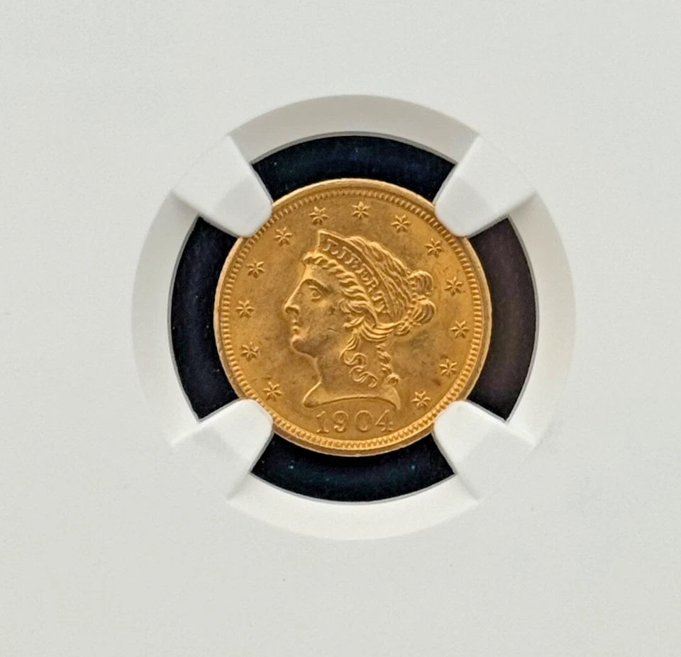 1904 $2.5 Gold Liberty Head Uncirculated NGC MS 64, High Grade Investment Coin - Image 3 of 4