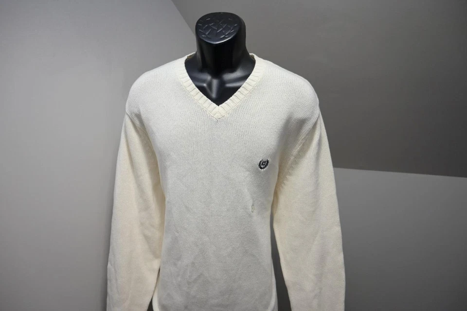 Suéter Pullover de Algodón Chaps Ralph Lauren Marfil Tejido Cuello en V Para Hombres Grande Nuevo con Etiquetas Foto 4 de 4