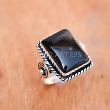 Black Onyx RIng -Gemstone 925 Sterling Silver Handmade Ring Size-8