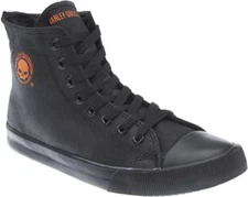 Harley-Davidson Men's Baxter Black/Orange 4.5" Leather Hi-Cut Sneakers D93343