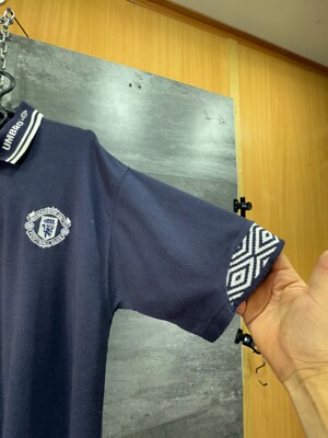 Vintage 90s Umbro Manchester United Shirt Football Navy Blue