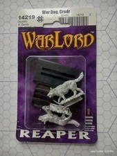 Reaper 14219 War Dogs (x2) Crusader-Warlord 25mm metal, new in blister pack.