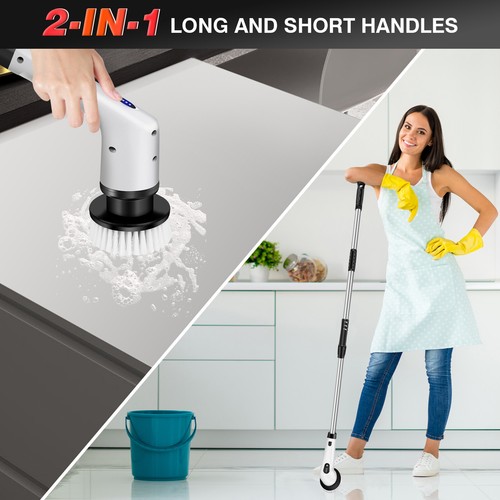 Electric Scrubber Spin Turbo Scrubber Cordless Cleaning Brush Bathroom Cleaner - Picture 4 of 23