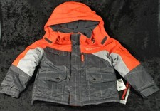 Boys 4 Weatherproof Orange Gray Detachable Hood Winter Jacket Coat - NWT