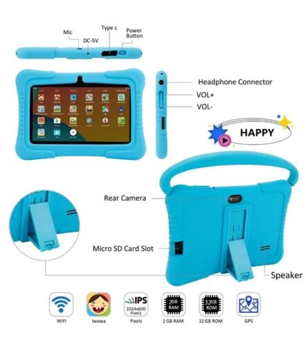 NEW Kids Tablet 7 Inch Android 12,32GB Storage Free Case Bundle Built In Apps - Picture 2 of 9