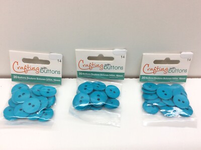 3 - Blumenthal Lansing Crafting with Buttons 20 Pack Turquoise 5/8''