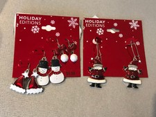 HOLIDAY EDITIONS CHRISTMAS EARRINGS DANGLE SNOWMAN RED BOW RHINESTONES 2