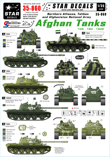 Star Decals 1/35 Afghan Tanks (T-54B T-55A T-55AM) Decals 35860 x - Bild 1 von 2
