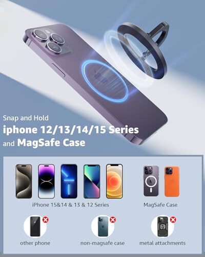 for MagSafe Phone Grip, Adjustable Magnetic Phone Ring Holder Removable 1 - Picture 2 of 7