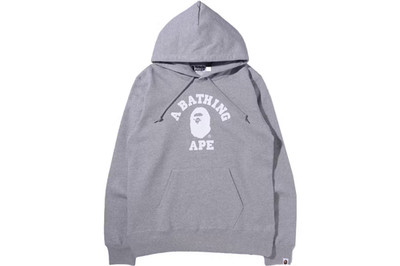 A BATHING APE BAPE College Pullover Hoodie Gray Ape Head Logo NEW Authentic XL