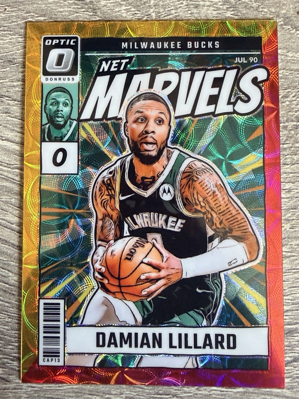 2024-25 Panini Donruss Optic Damian Lillard #20 Net Marvels Red Gold Choice /99