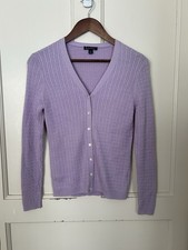 Brooks Brothers Silk Cashmere Cable Knit Cardigan Sweater Womens Size S Lilac