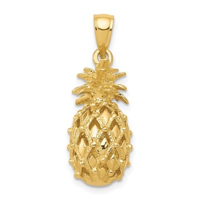14k 3-D Cut-Out Ananas Anhänger Armband Halskette