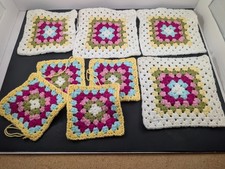 Lot of 8 Handmade Crochet Granny Squares