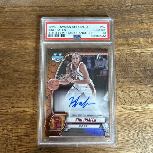 2024 Bowman Chrome U #47 Kiki Iriafen Orange Reptilian Refractor /25 AUTO PSA 10
