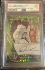 Panini 2021 Prizm Draft Neon Green Circles Lenoir Auto Rookie #DPA-DLE 2/5 PSA 9