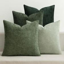 Pack of 4 Christmas Couch Throw Pillow Covers 18x18 Inch Green Soft Decorativ...