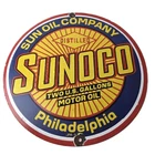 Vintage Sunoco Racing Sign - Gas Service Station Porcelain Pump Sign