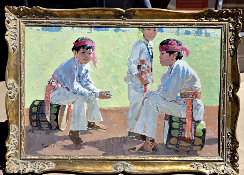 Victoria BC CANADA Listed Robert Genn 1936-2017 Three Navajo Drummer Boys Band