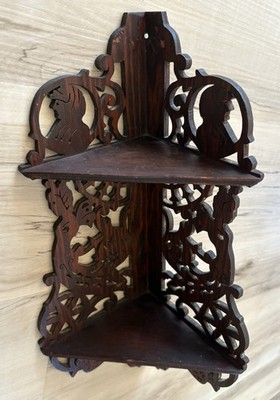 VTG HANDCRAFTED VICTORIAN STYLE FRETWORK CORNER SHELF SCROLL SAW 