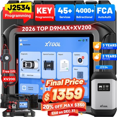 2026 XTOOL D9 MAX J2534 ECU Programming Key Programmer OBD2 Diagnostic Scanner