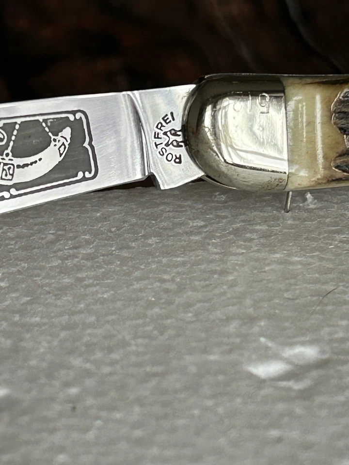 NAVAJA DE BOLSILLO ROBT KLAAS KISSING CRANE ALEMANIA POWDERHORN KC12 PALILLO DE DIENTES DE CIERVO Foto 3 de 4