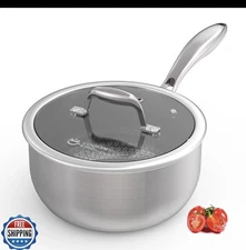 COOKER KING 3 Quart Stainless Steel Saucepan, Nonstick Sauce Pan, Ceramic Suc