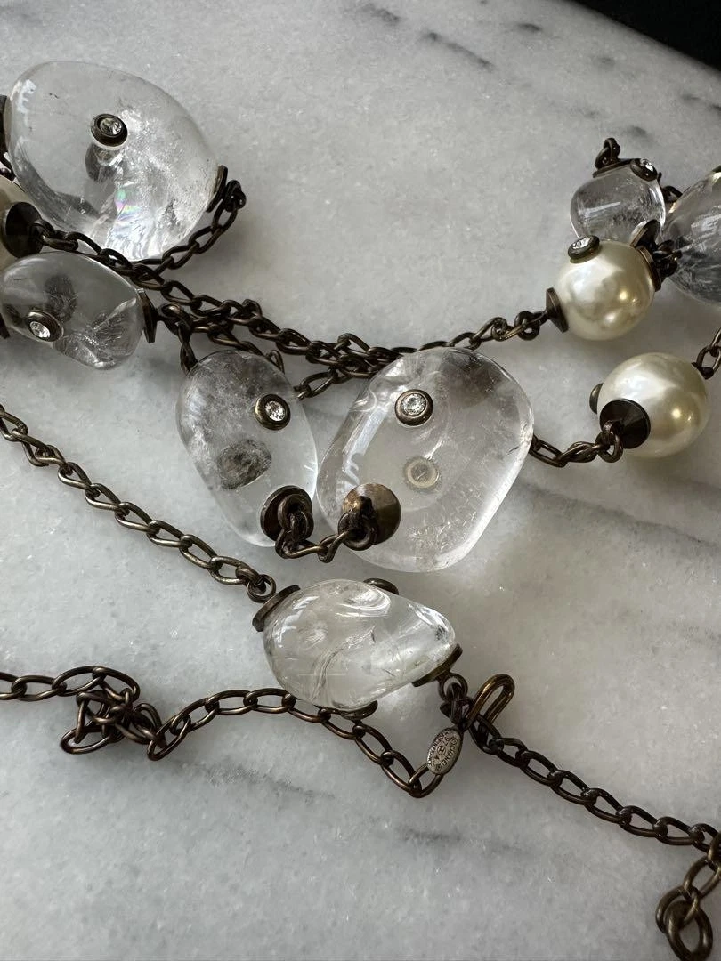 Collana CHANEL Vintage 97A Pietra Trasparente Perla