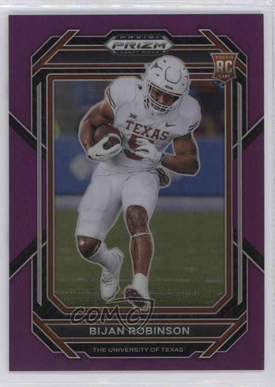2023 Panini Prizm Draft Picks Purple 13/75 Bijan Robinson #115 Rookie RC 9o3
