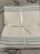 Pottery Barn Riviera Striped Curtain Drape Porcelain Blue 50 x84 Cotton Lined