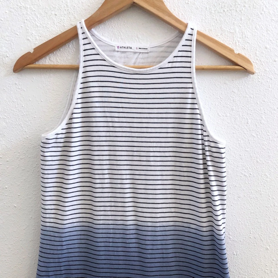 Maxi Vestido ATHLETA Sin Mangas Rayas Ombre Talla Pequeña Foto 4 de 4