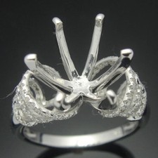 10MM Round Semi Mount Ring 925 Sterling Silver Solitaire Cocktail Wedding Ring