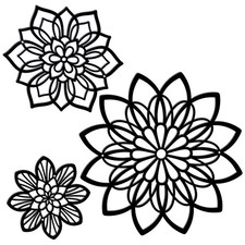 3 Pieces Metal Flowers Wall Decor, Black Wall Decors, Flower Art Wall Decor F...
