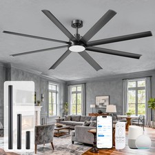 72/84in Smart Ceiling Fan Light Remote/APP/Voice 3CCT Quiet DC Fan for Porch