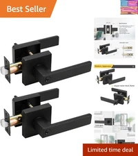 Modern 2 Pack Entrance Door Locks - Keyed Alike Black Stainless Steel Hardware